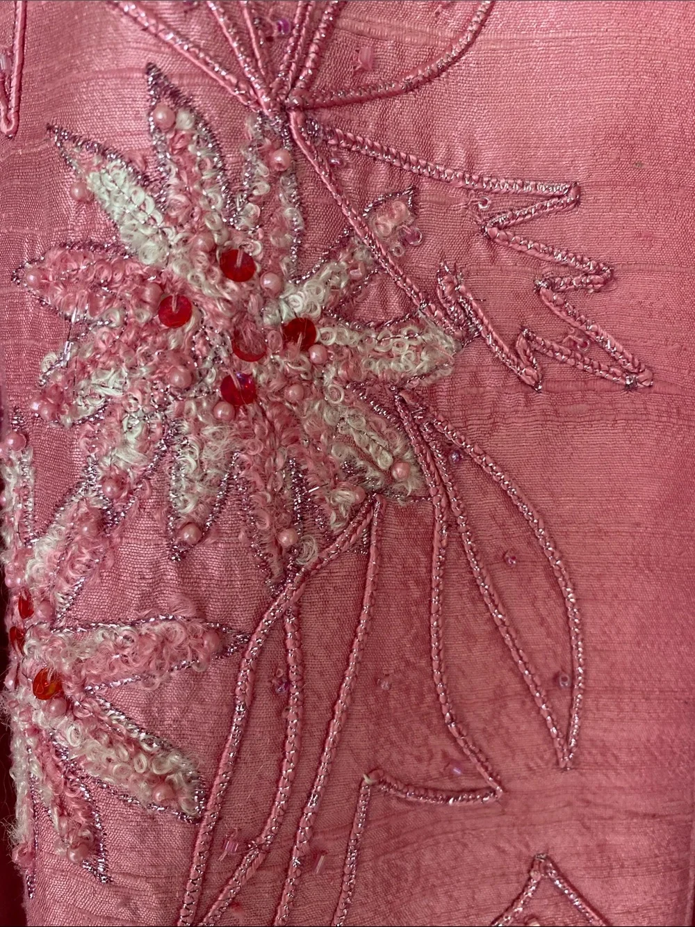 Silk blazer and two chiffon scarves. Embroidered beaded pockets GORGEOUS!